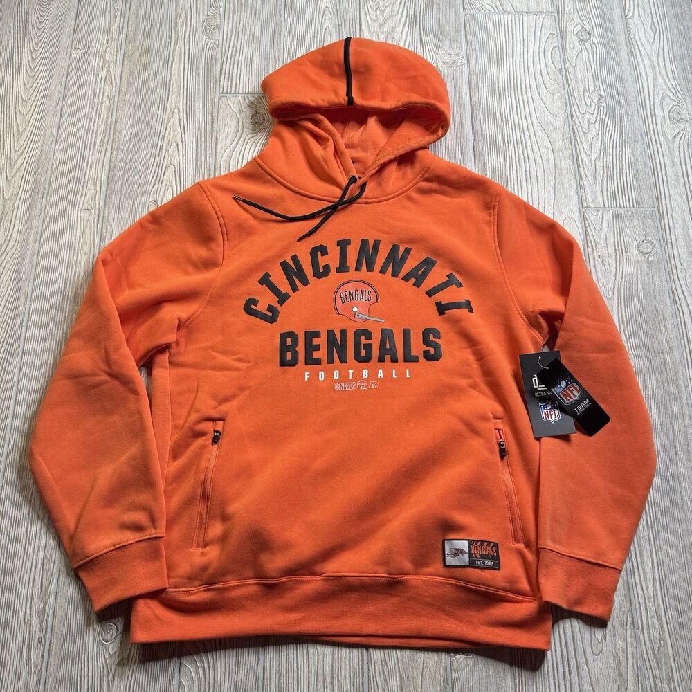 Cincinnati Bengals Throwback Helmet Logo Hoodie Men’s L Orange NFL Ultra NWT